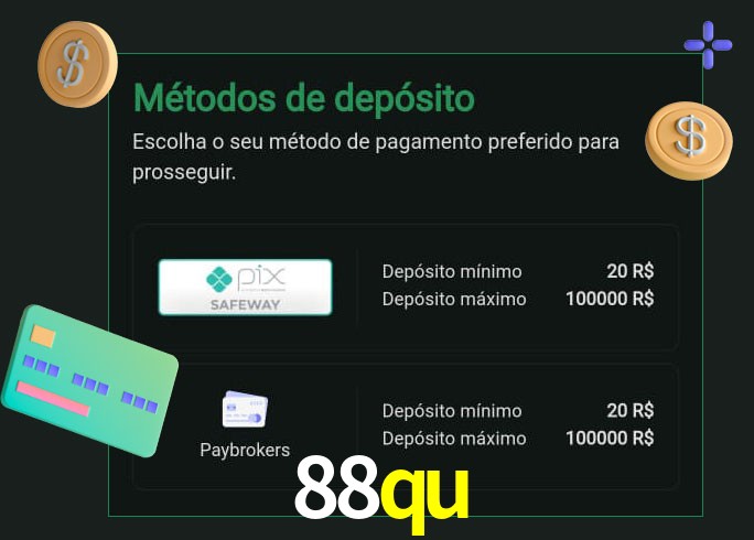 O cassino 88qu oferece uma grande variedade de métodos de pagamento